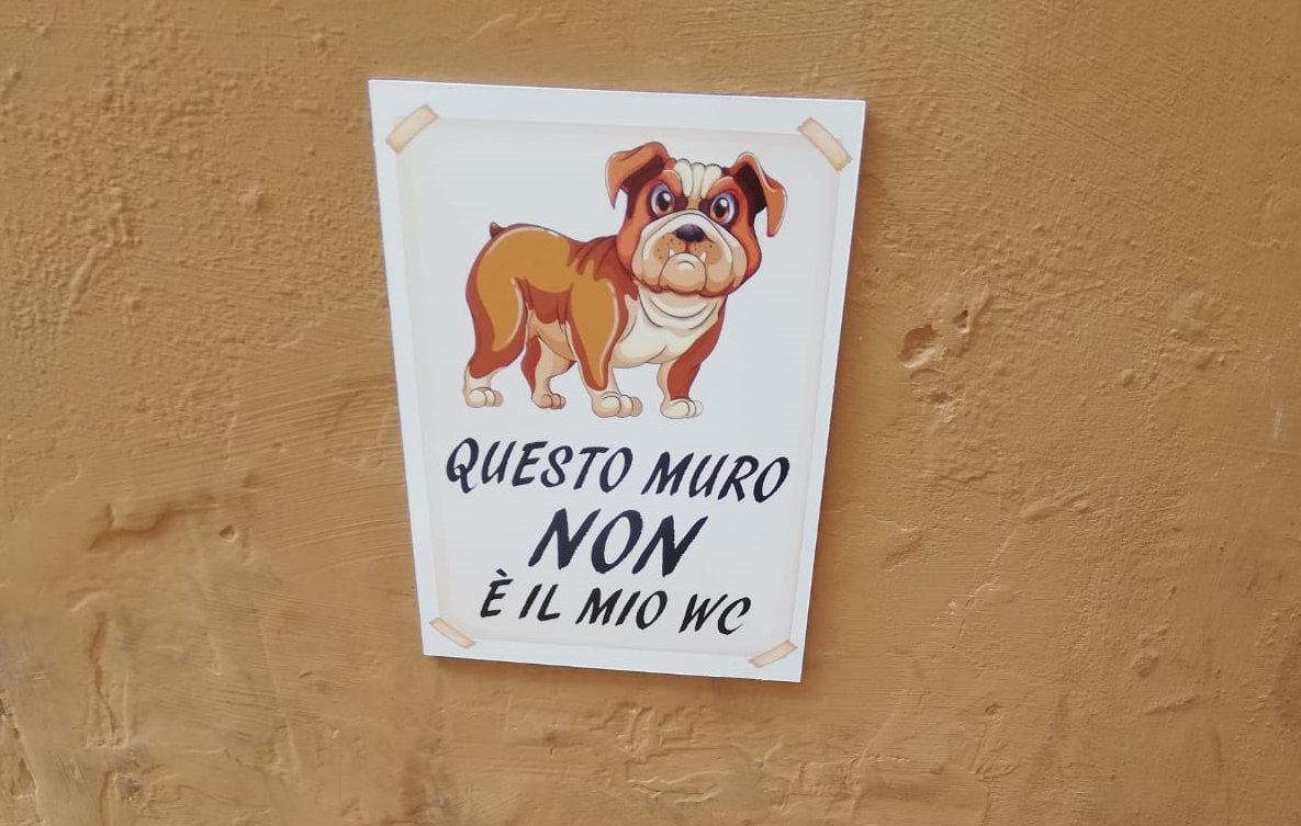 Commerciante jesino avvisa i proprietari dei cani: «Questo muro non è un wc»