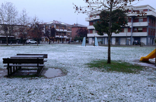 Pochi centimetri di neve caduti a Senigallia